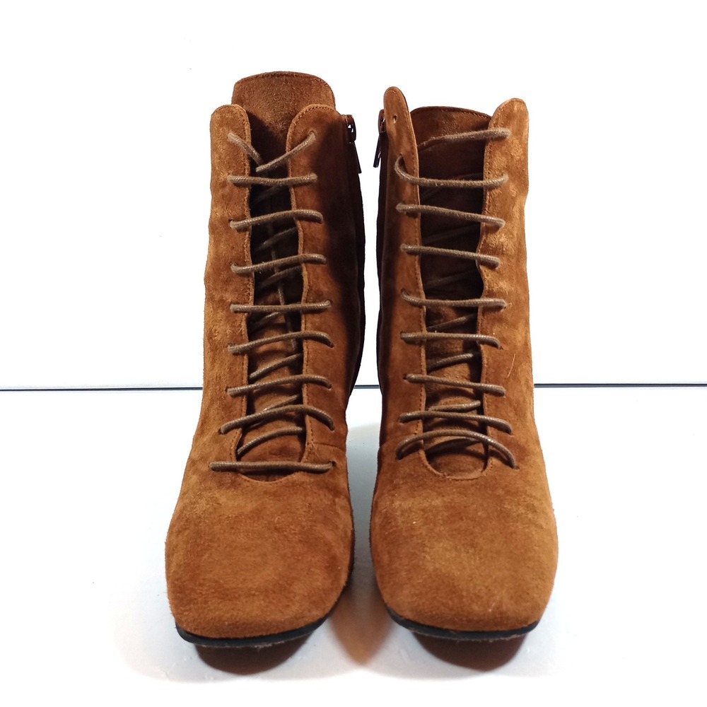 Maguire Ankle Boots 35 Brown Good Suede Lace Up Block Heel Made In Italy Retro